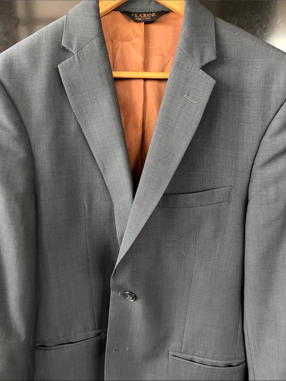 Joseph Jos A Bank Blazer 40R Slim Fit Gray Glen Plaid 100% Wool Sport Coat 2-Btn